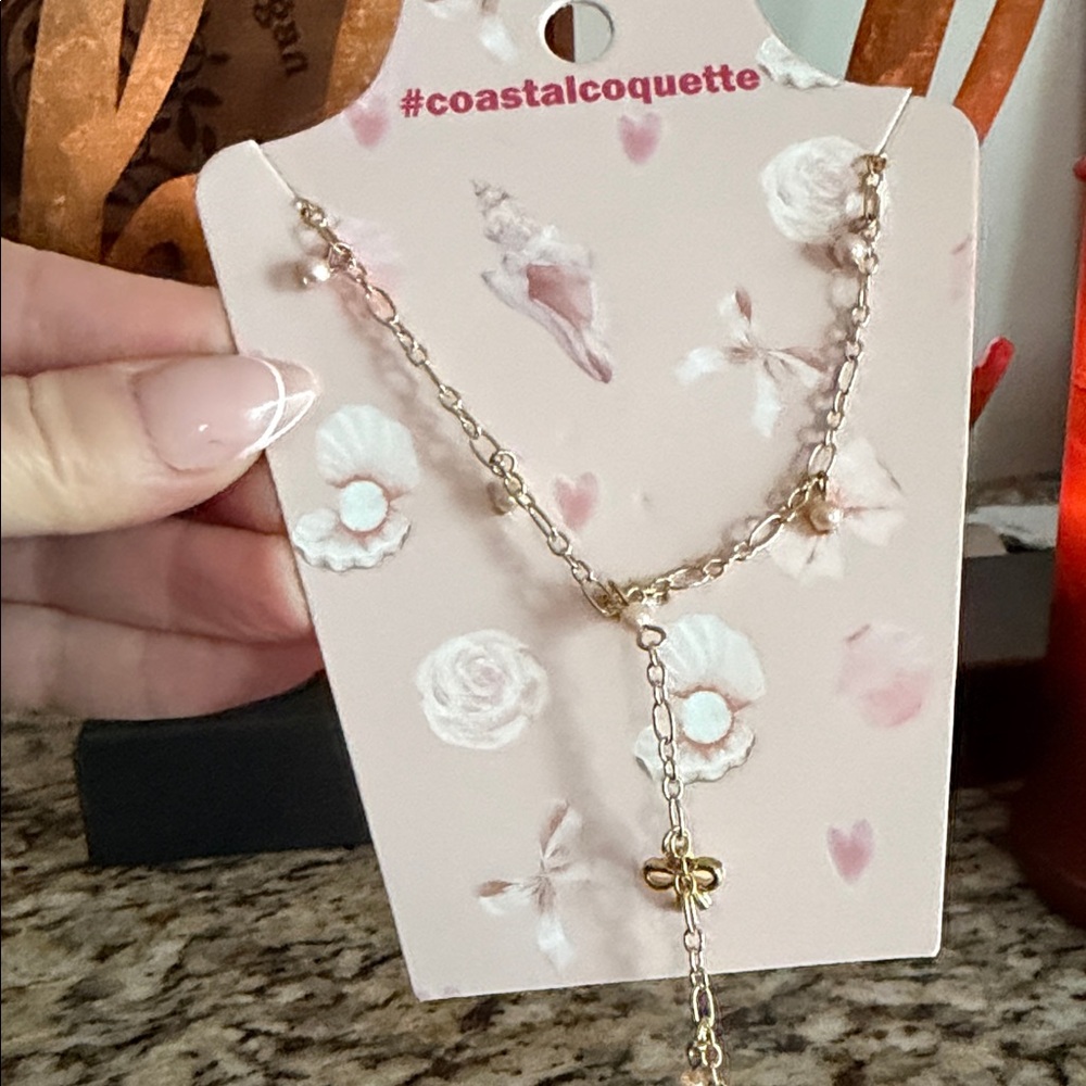 Coastal Designs Gold Floral Pendant Necklace